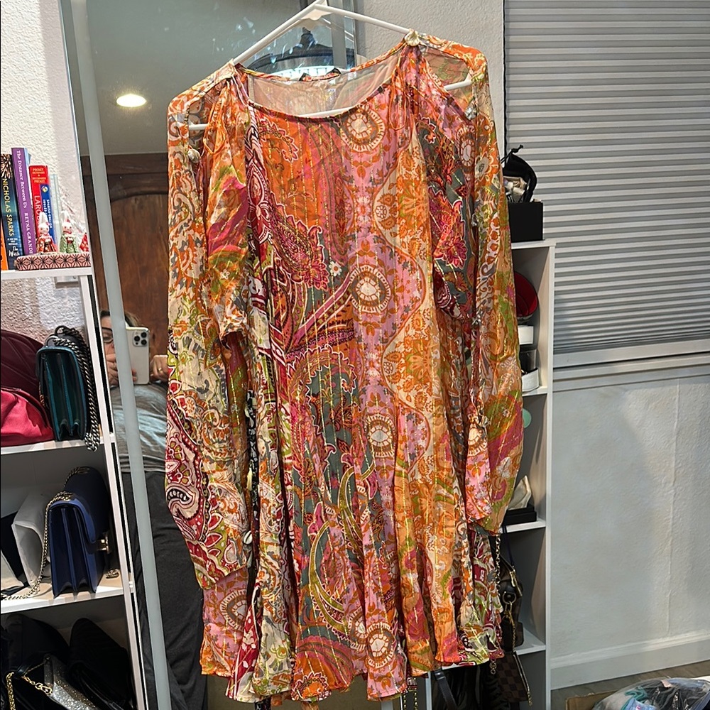 Paisley Multicolor Long Sleeve Dress - Picture 1 of 10